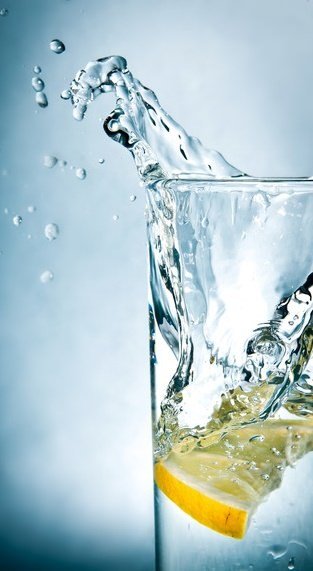 refreshing glass of alkaline water